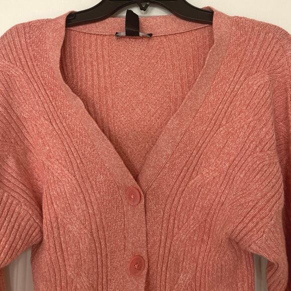 Express Rose Pink Cropped Cable Knit Cardigan Sweater New Medium Summer Beachy - Picture 5 of 12